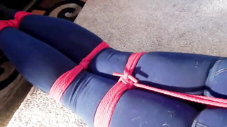 Watch Blonde tied in blue jeans BDSM porn