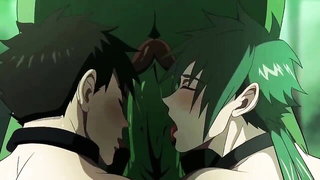 Green-haired anime babe dominating 69 anal porn video online