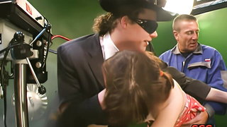Lina gets humiliated in threesome gangbang BDSM style sex video