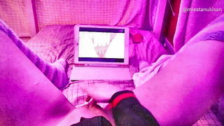 Kawaii girl watches lesbian hentai porn video online