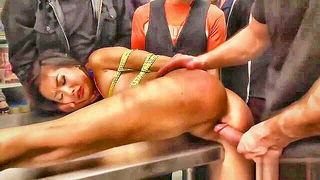 Asian slave bound for gangbang fetish porn video