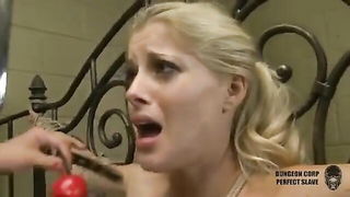 Blonde lesbian tied with ball gag kink sex video