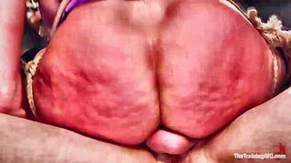 Busty blonde flogged riding cock BDSM style sex video