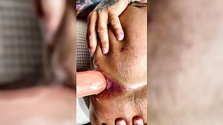 Tattooed woman gaping anal strapon fetish porn video