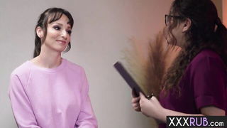 Watch Busty brunette gets lesbian massage BDSM porn