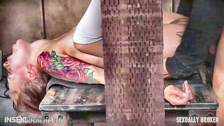Watch Tattooed bondage babe facefucked hard BDSM porn