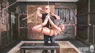 Suspended hogtie rope bondage slut fetish porn video