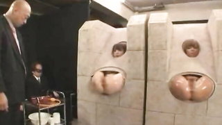BDSM anal orgy: Japanese submissives in stone pillars BDSM style sex video