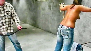 Valerie topless bound spanking BDSM porn video