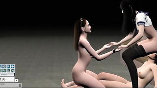 Asian lezdom mistresses kneeling nude hardcore BDSM movie