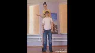 Ekaterina Lisina towers over boy hardcore BDSM movie