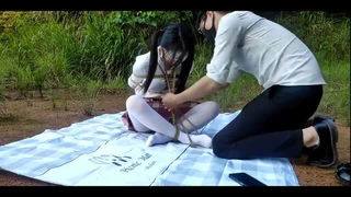 Outdoor bondage schoolgirl spanking BDSM porn movie