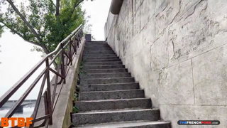Nephael outdoor stairs blowjob porn video online