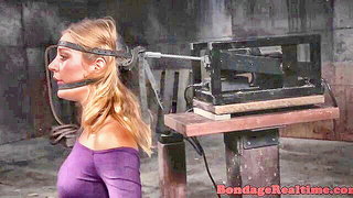 Blonde submissive throat fucked bound BDSM style sex video