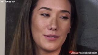Freckled brunette close-up with Abella Danger kink sex video