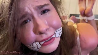 Crying woman face tape bondage fetish porn video